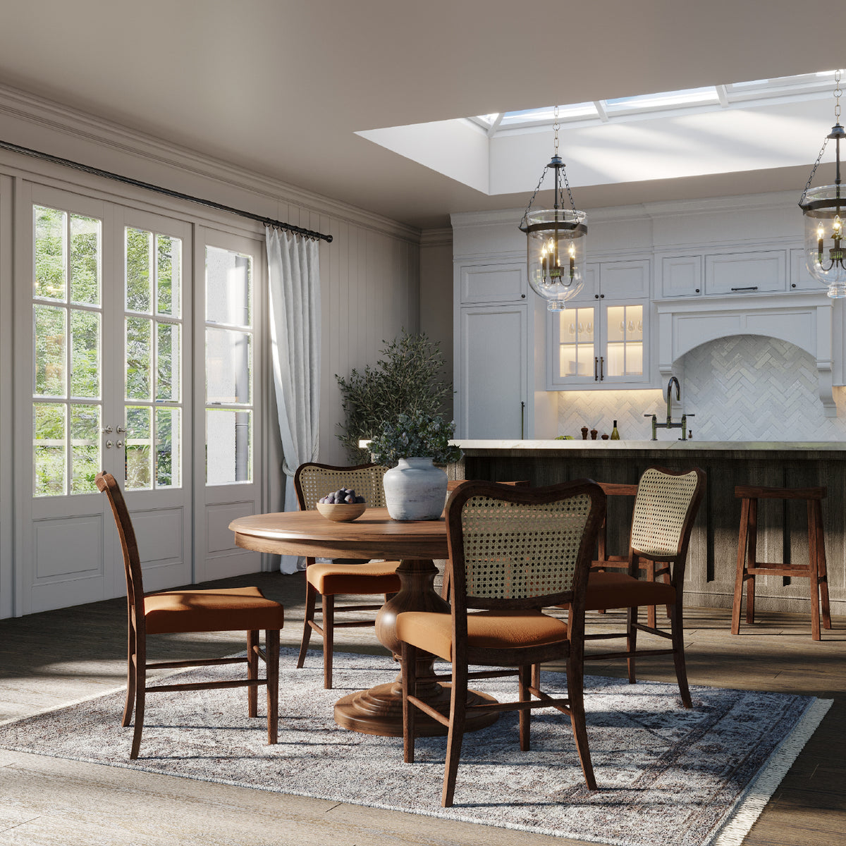 Vera Dining Chair in Brown Finish and Brown Canvas Fabric Upholstery, Set of 2 in Dining Chair by Maven Lane