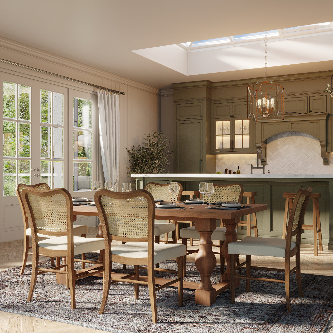 Vera Dining Chair in Aged Natural with Taupe Linen Fabric, Set of 2 in Dining Chair by Maven Lane