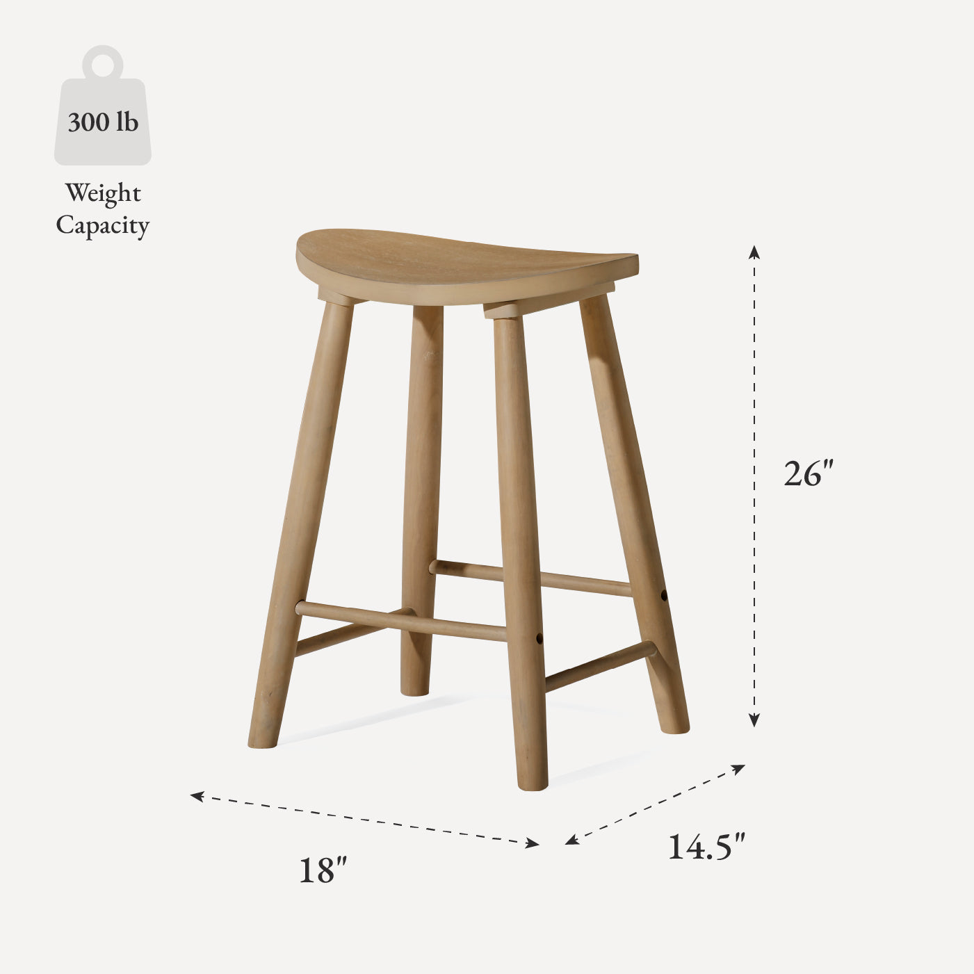 Luna Counter Height Kitchen Stool - Light Oak Wood Finish in Stools by Maven Lane