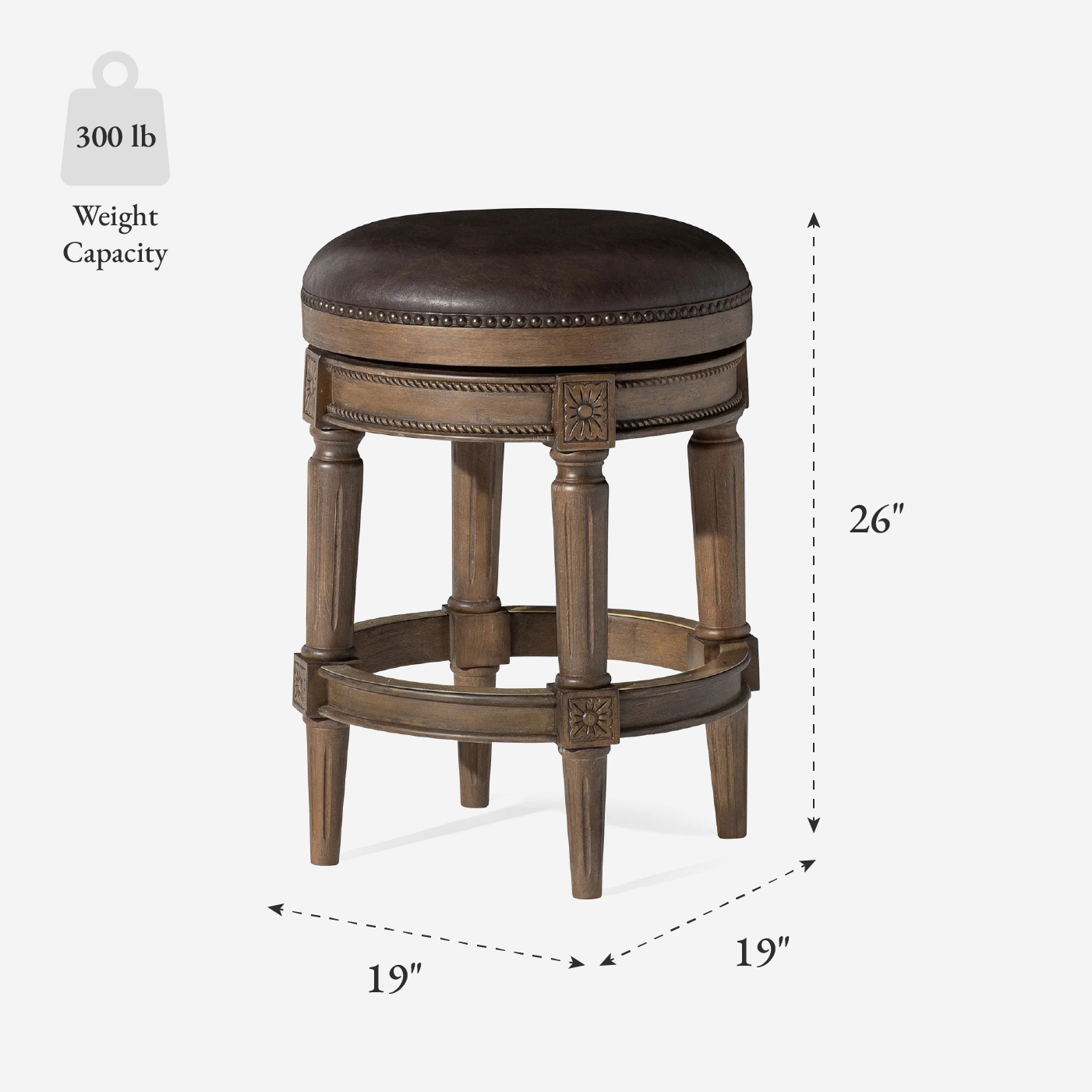 27" Pullman backless swivel counter height kitchen stool - walnut finish with marksman saddle vegan leather in Stools by Maven Lane