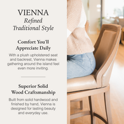 Vienna Swivel Counter Stool in Light Brown Finish with Beige Faux Leather in Stools by Maven Lane
