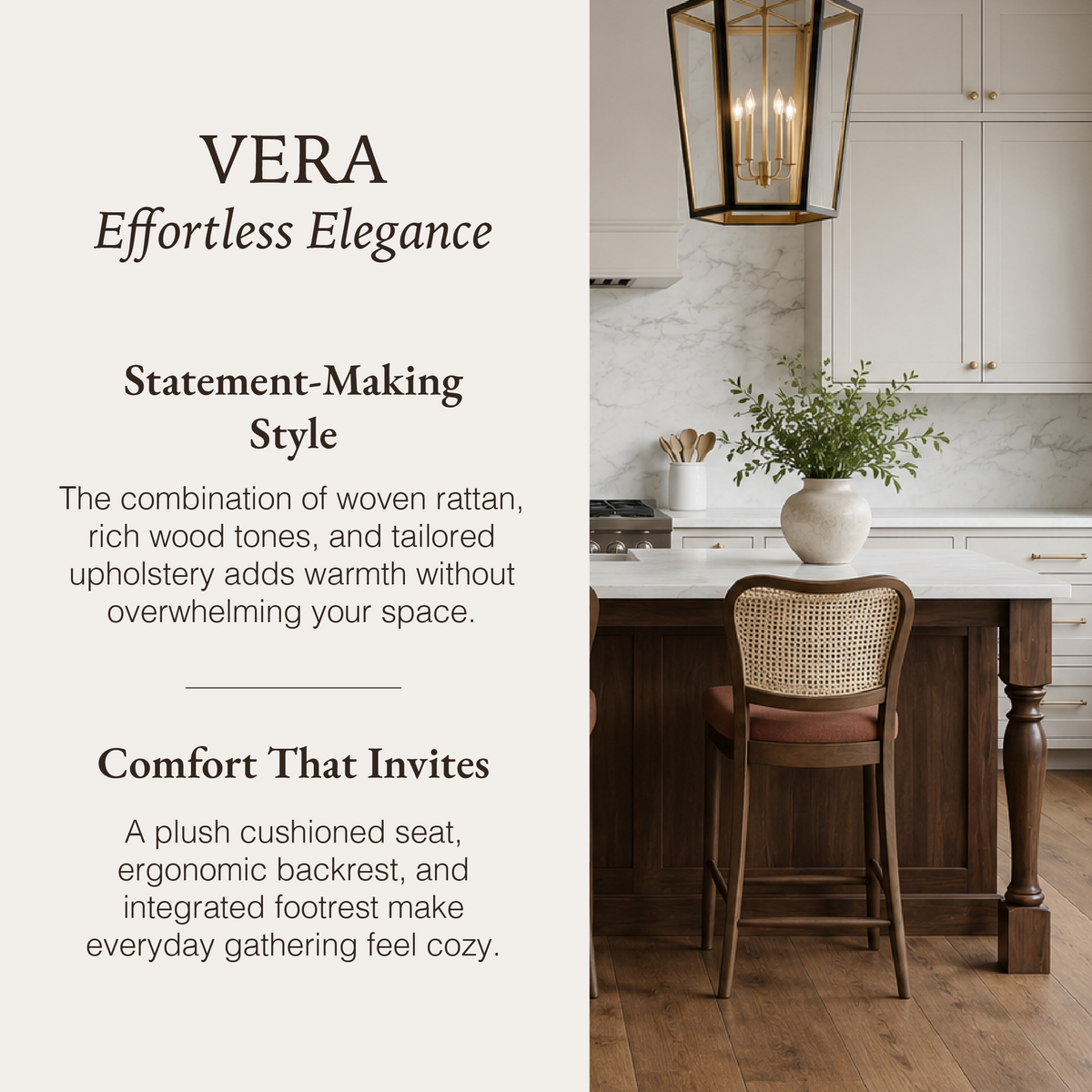 Vera Counter Stool in Brown Finish and Brown Fabric Upholstery in Stools by Maven Lane
