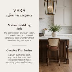 Vera Counter Stool in Brown Finish and Brown Fabric Upholstery in Stools by Maven Lane