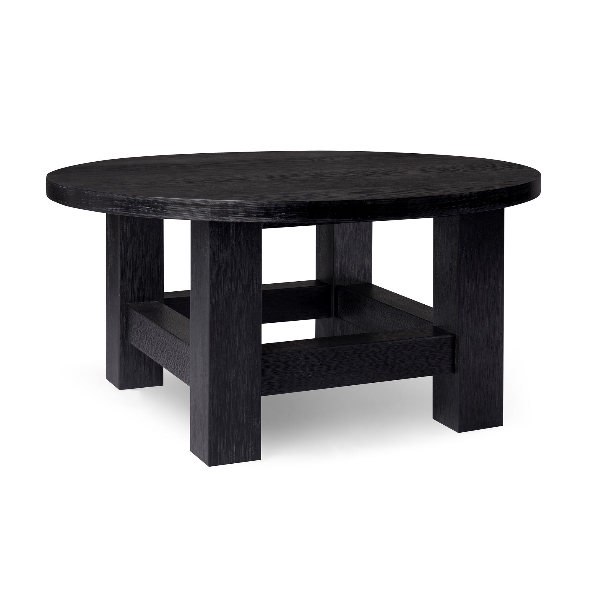 Marco Wooden Round Coffee Table in Aged Black Finish in Accent Tables by Maven Lane