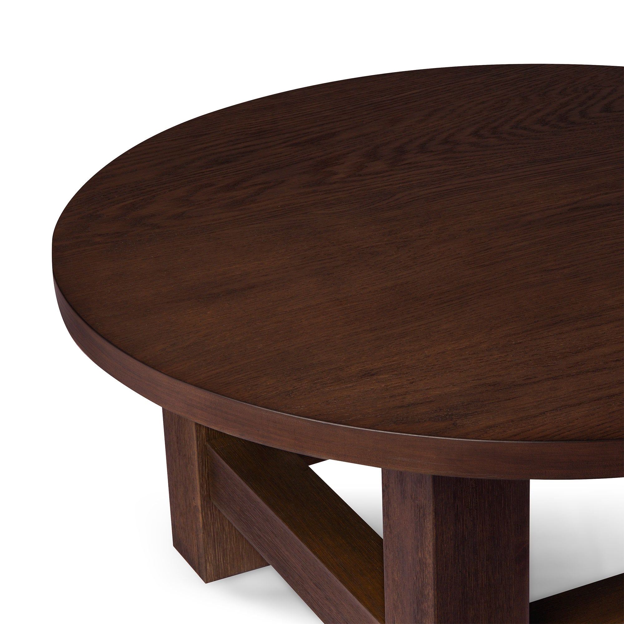 Marco Wooden Round Coffee Table in Aged Brown Finish in Accent Tables by Maven Lane