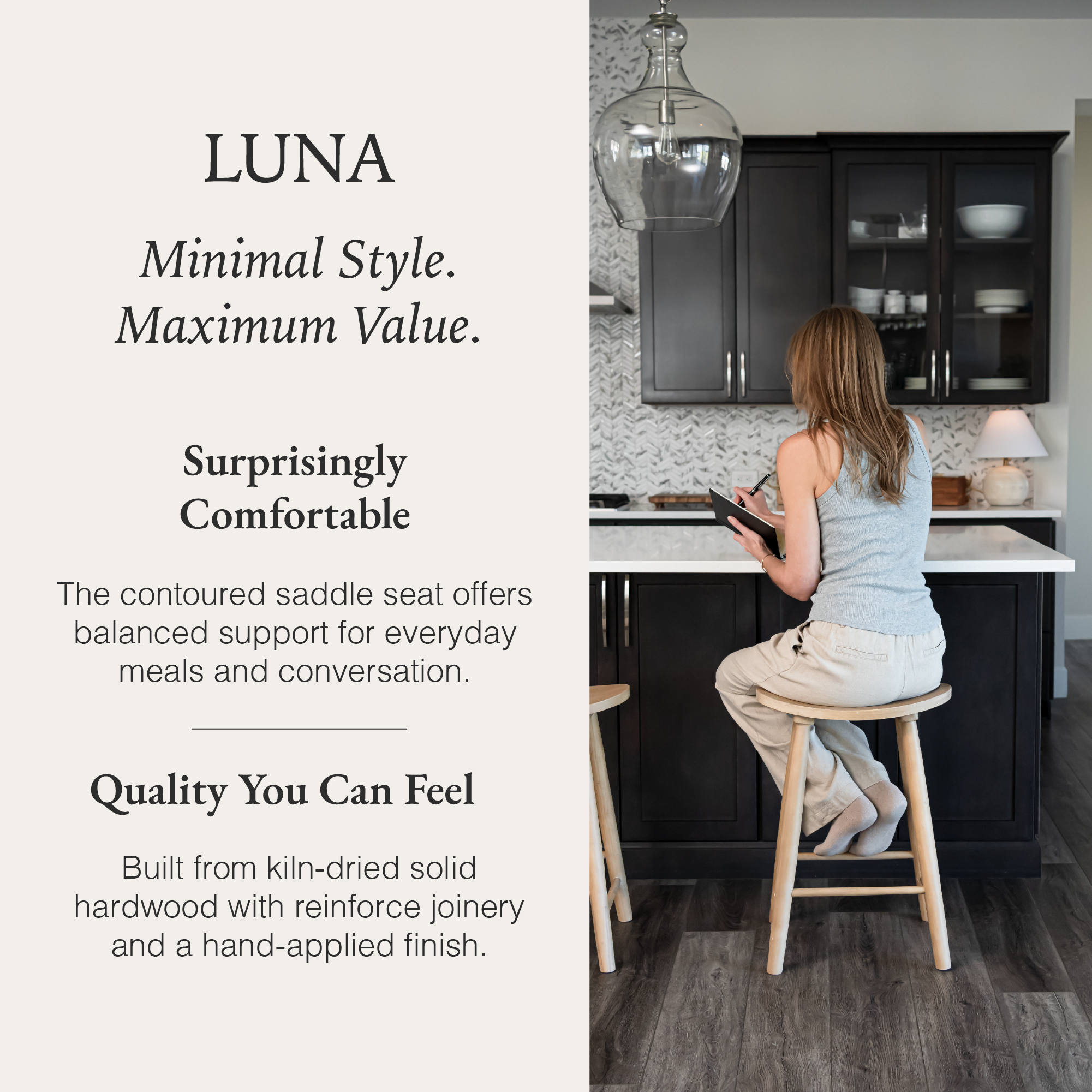 Luna Counter Stool in Natural Finish in Stools by Maven Lane