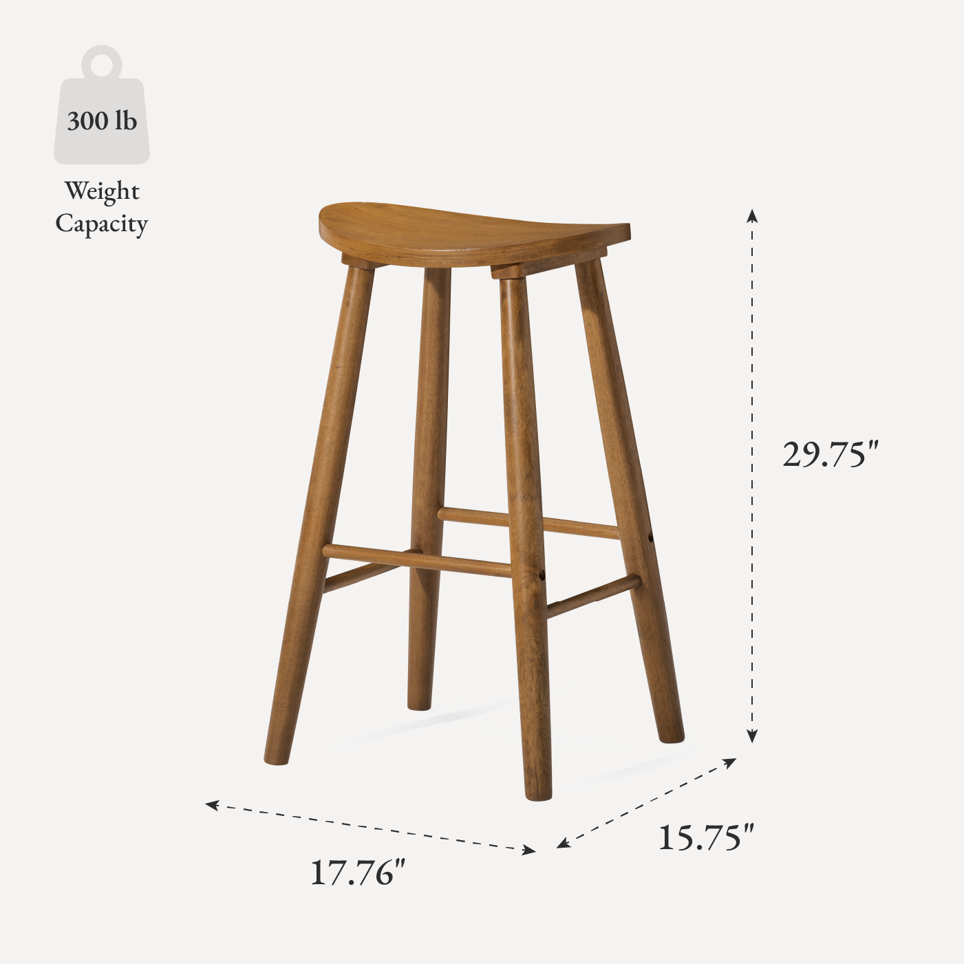 Luna Bar Stool in Rustic Natural Wood Finish in Stools by Maven Lane