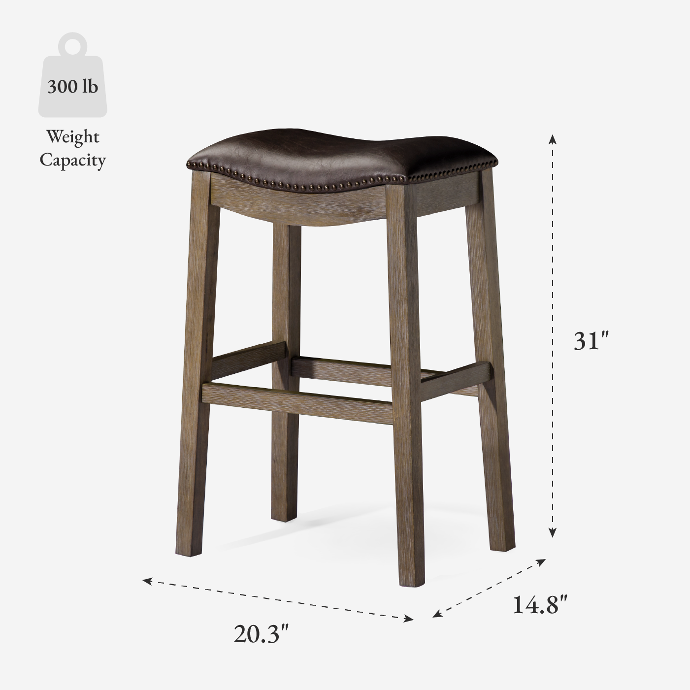 Adrien Saddle Bar Stool In Walnut Finish With Marksman Saddle Vegan Leather in Stools by Maven Lane