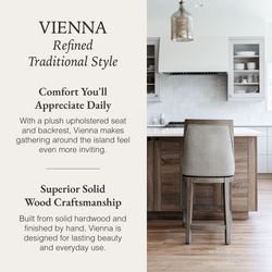 Vienna Swivel Counter Stool in Grey Finish with Grey Fabric in Stools by Maven Lane