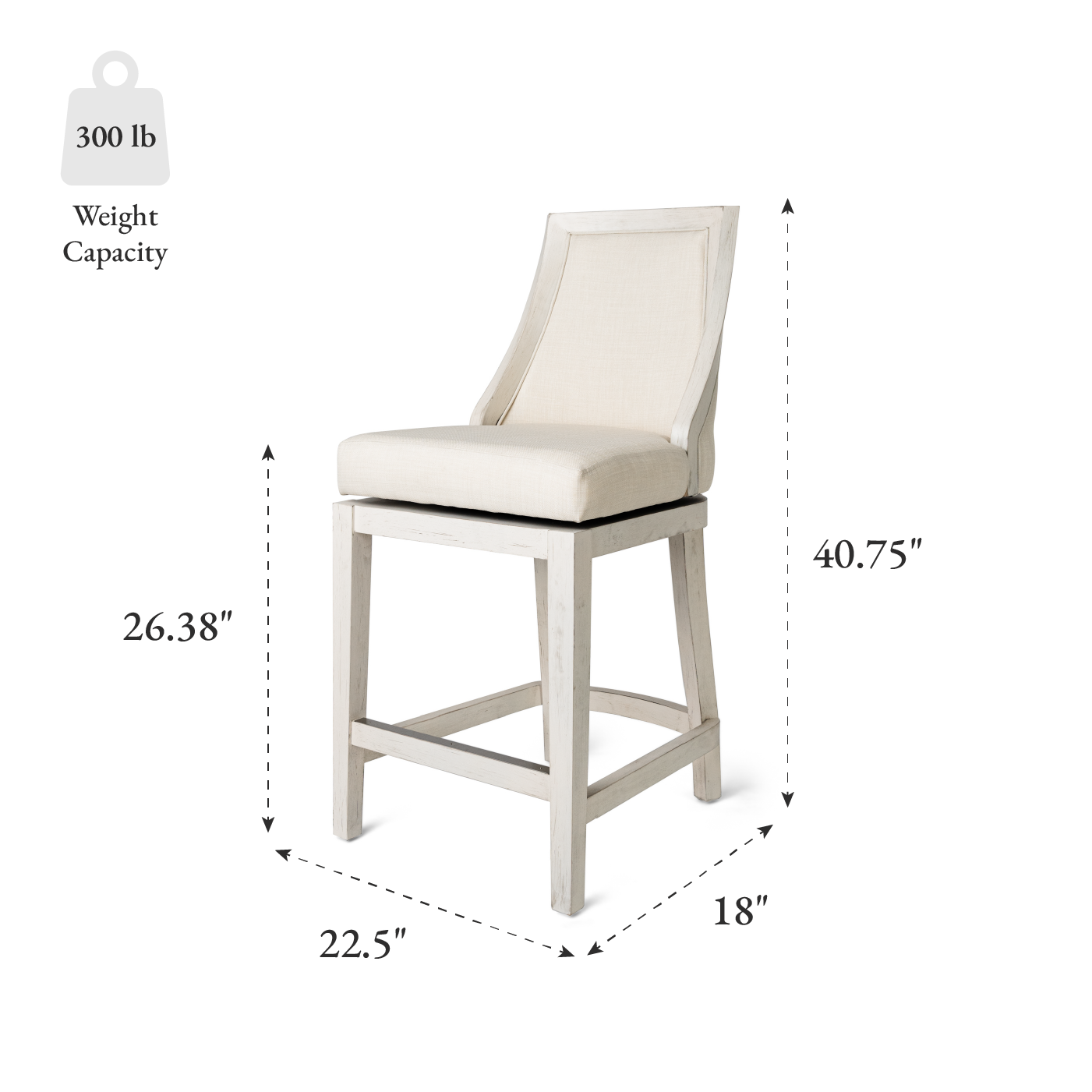 26" Vienna Swivel Counter Stool in Cream Finish with Natural Fabric in Stools by Maven Lane