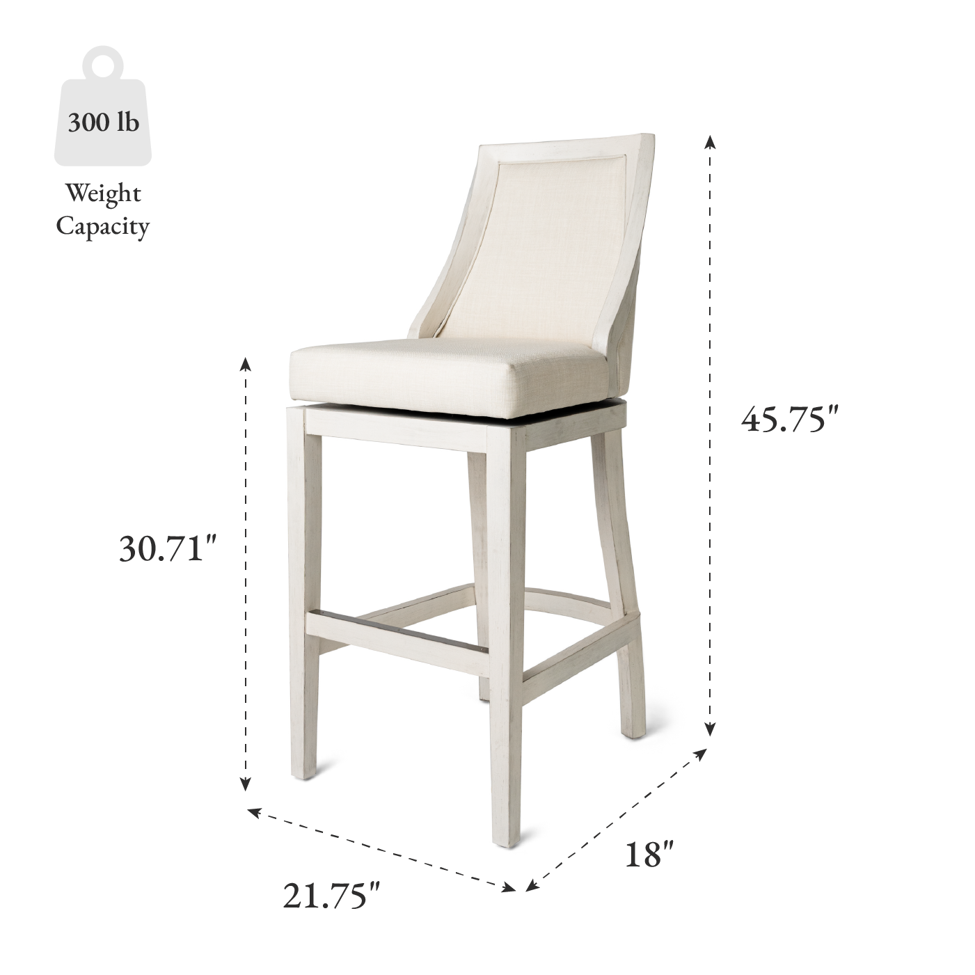 31" Vienna Swivel Bar Stool in Cream Finish with Natural Fabric (Set of 4) in Stools by Maven Lane