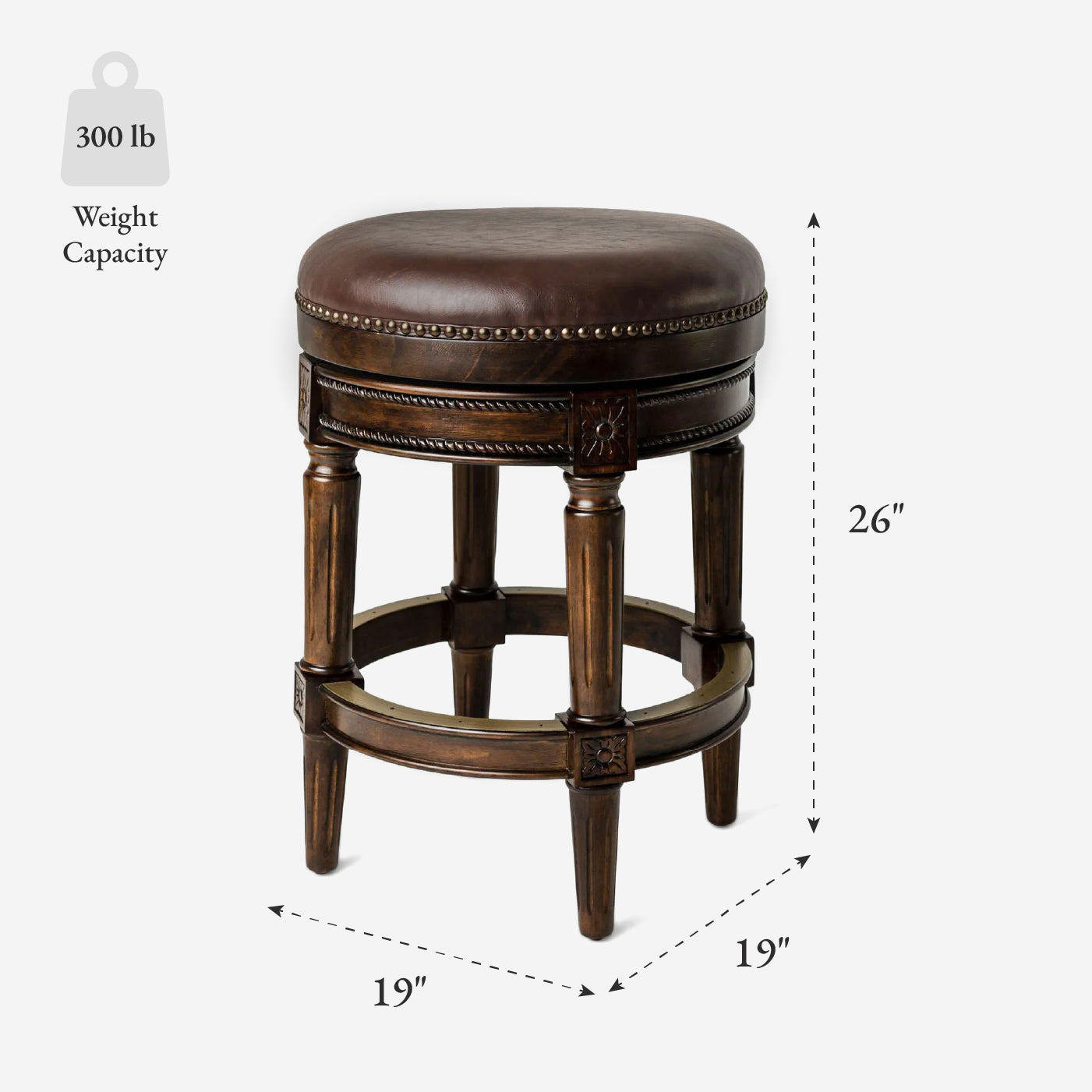 26" Pullman Backless Counter Stool in Dark Walnut Finish with Vintage Brown Vegan Leather in Stools by Maven Lane