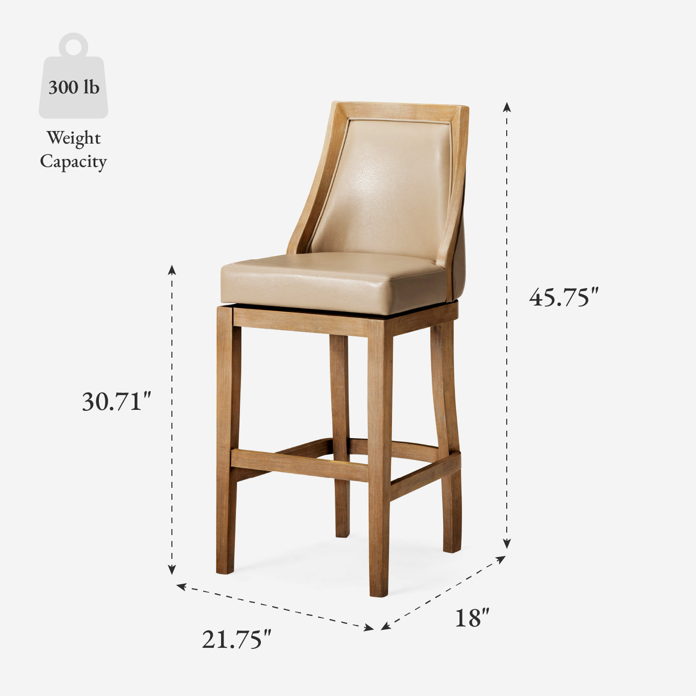 Vienna Swivel Bar Stool in Brown Finish with Beige Faux Leather in Stools by Maven Lane