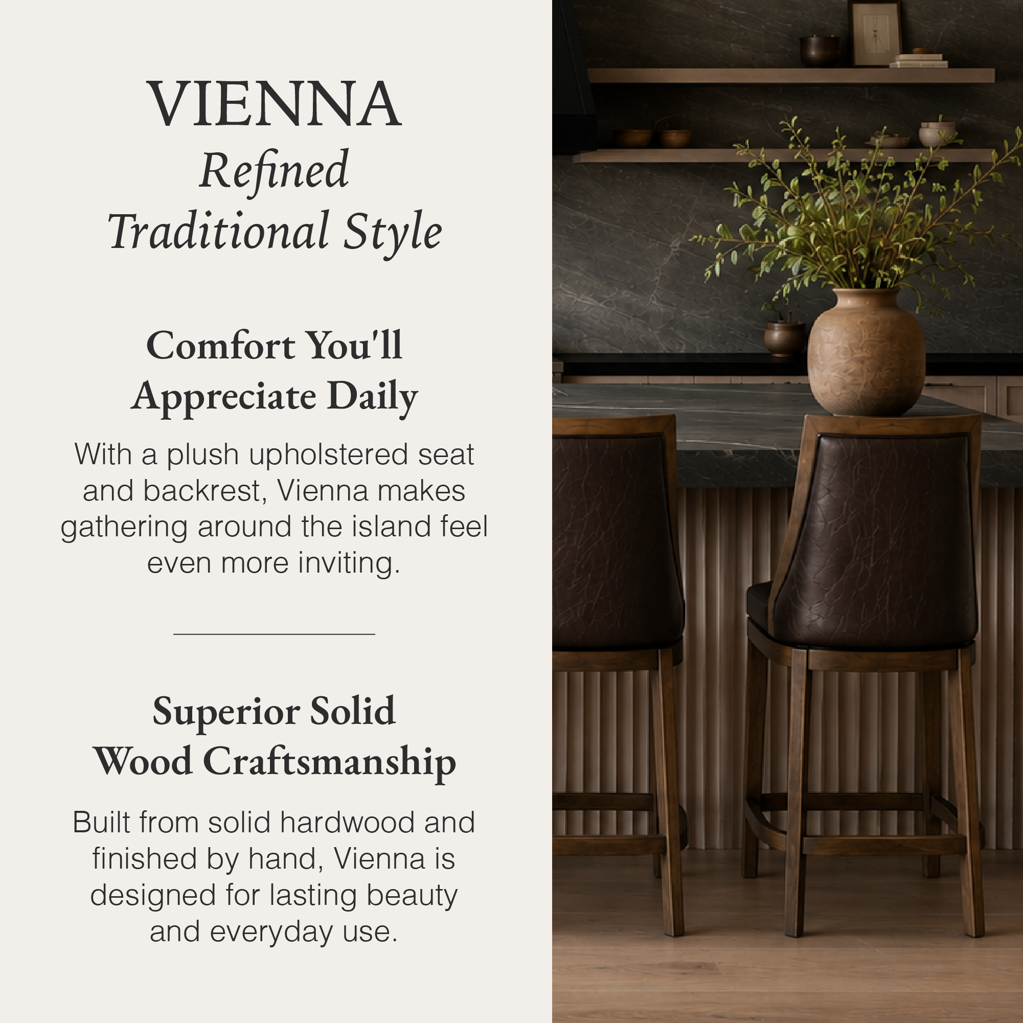 Vienna Swivel Counter Stool in Brown Finish with Brown Faux Leather in Stools by Maven Lane