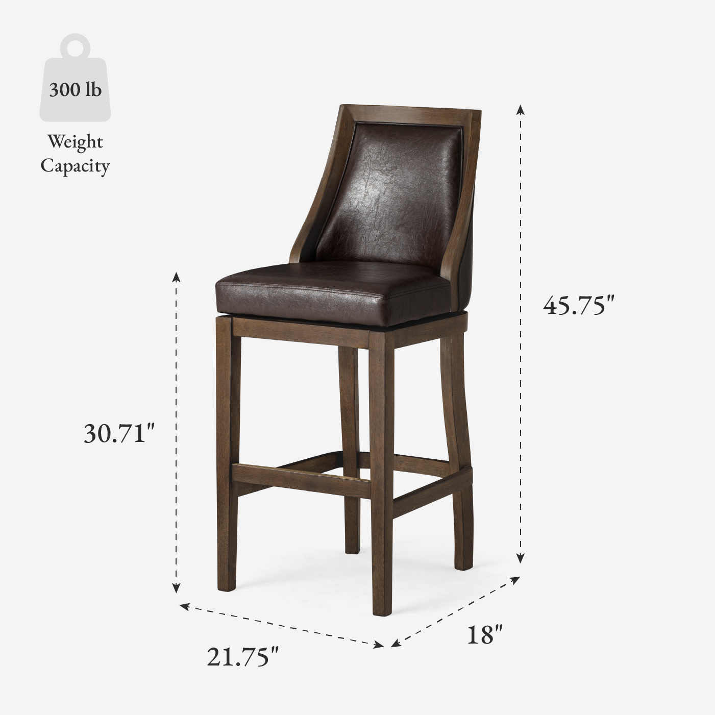 Vienna Swivel Bar Stool in Brown Finish with Brown Faux Leather in Stools by Maven Lane