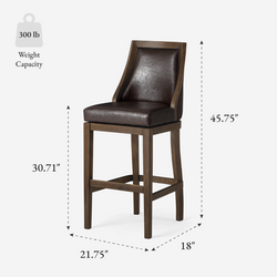 Vienna Swivel Bar Stool in Brown Finish with Brown Faux Leather in Stools by Maven Lane