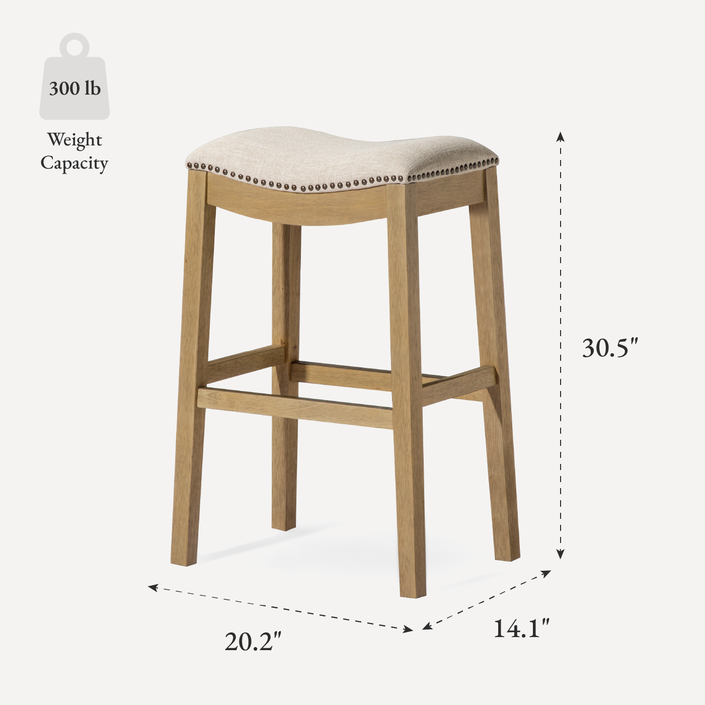 Alex Bar Stool In Aged Natural Finish With Wheat Fabric Upholstery in Stools by Maven Lane