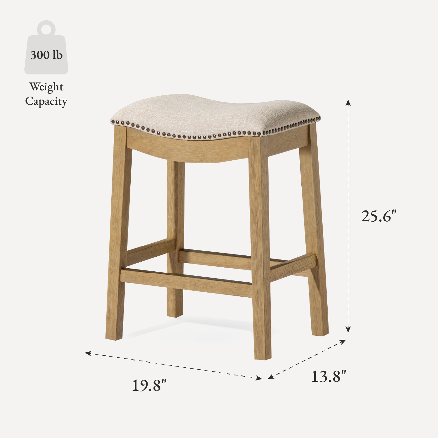 Alex Counter Height Kitchen Stool - Aged Natural Finish With Wheat Fabric Upholstery in Stools by Maven Lane