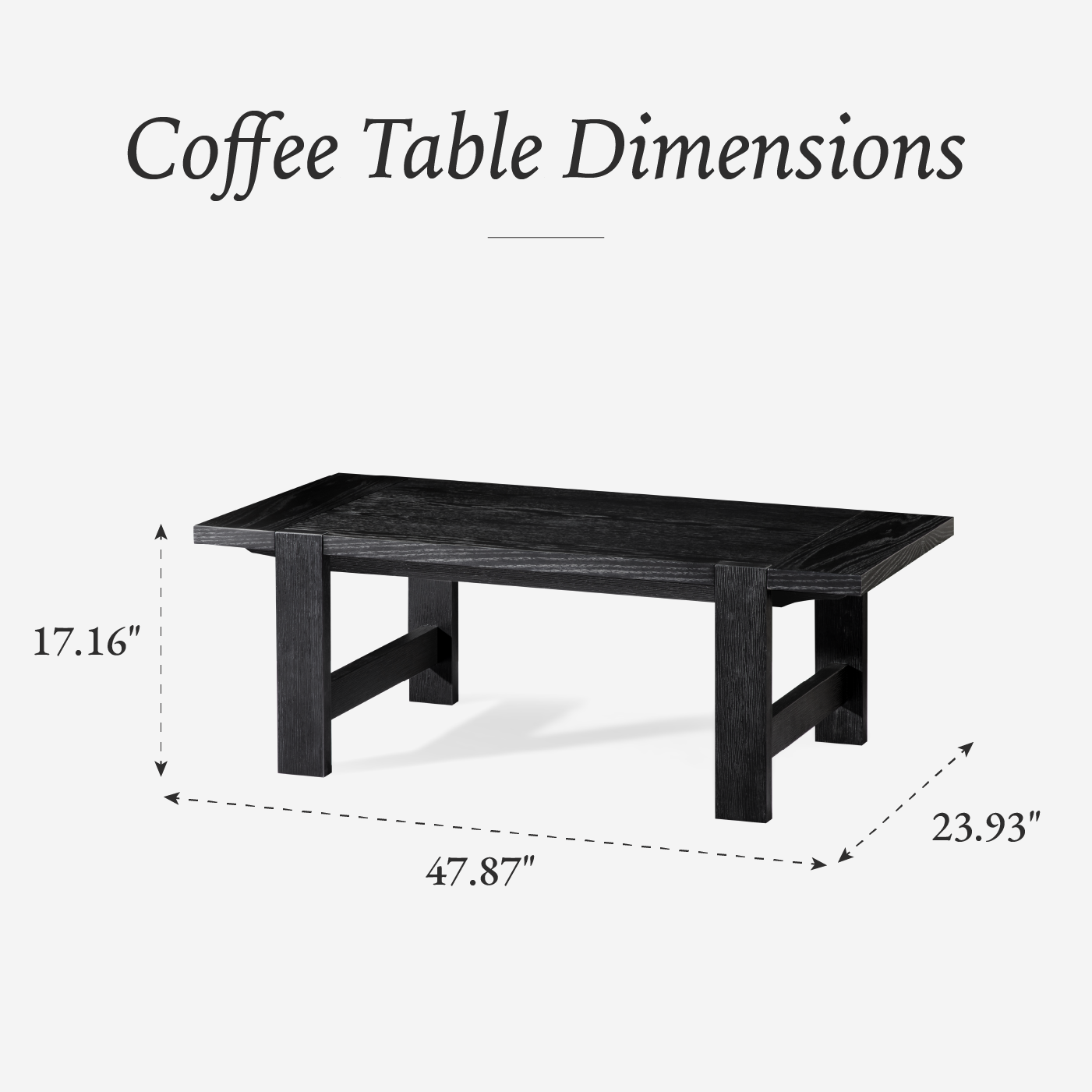 Angelo Rustic Rectangular Wooden Coffee Table In Aged Black in Coffee Table by Maven Lane