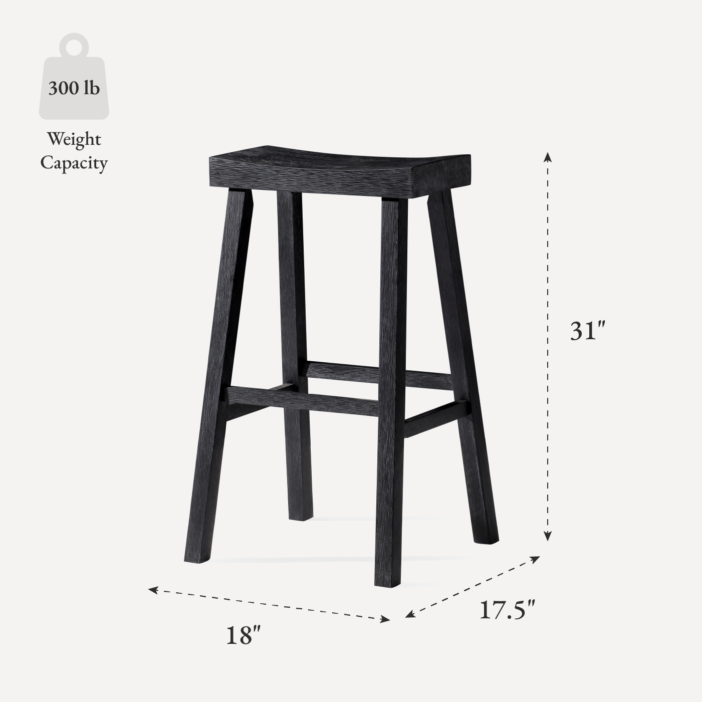 Vincent Bar Stool in Antiqued Black Finish in Stools by Maven Lane