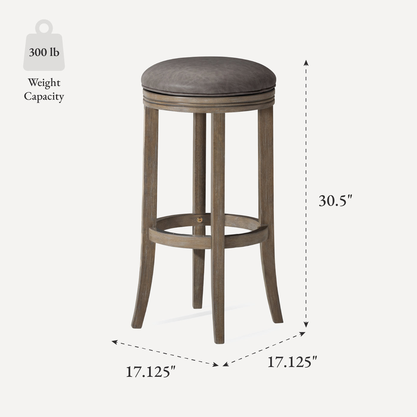 31" Eva Bar Stool in Reclaimed Oak Finish with Ronan Stone Vegan Leather in Stools by Maven Lane