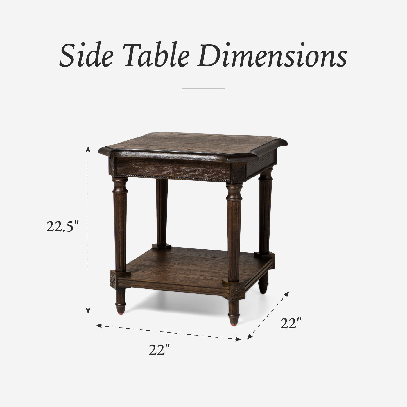 Pullman Traditional Square Wooden Side Table in Antiqued Brown Finish in Side Table by Maven Lane