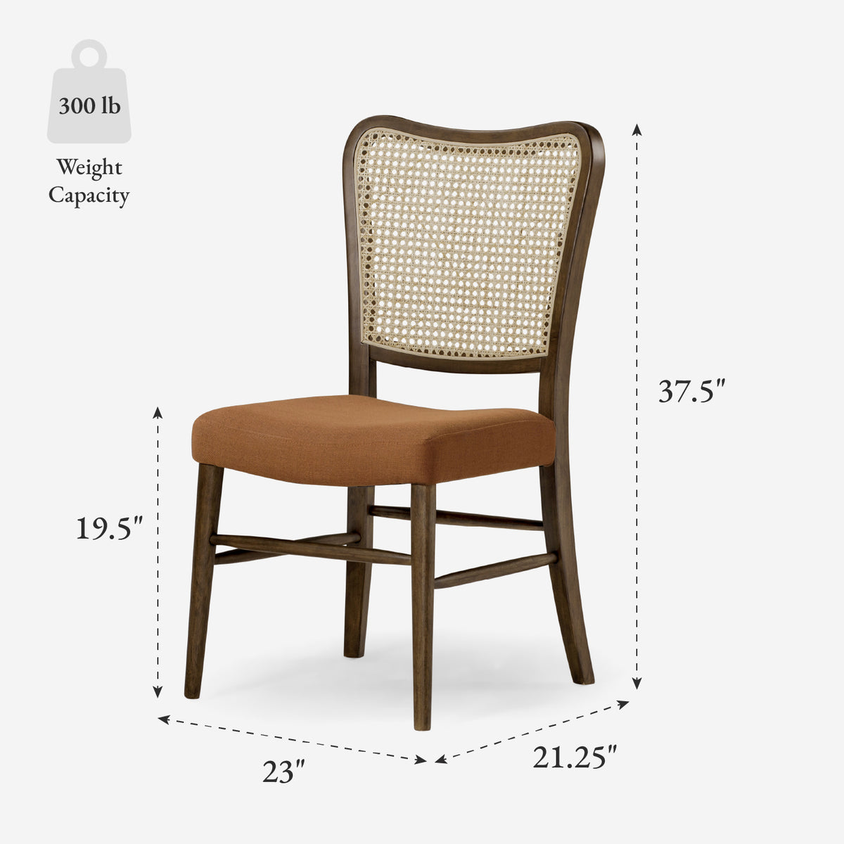 Vera Dining Chair in Brown Finish and Brown Canvas Fabric Upholstery, Set of 2 in Dining Chair by Maven Lane