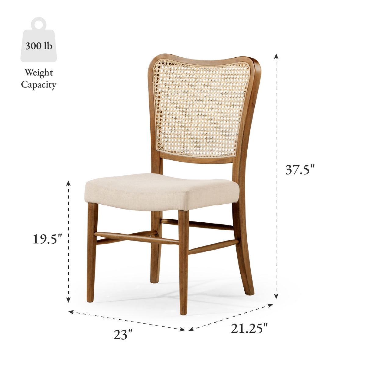 Vera Dining Chair in Natural Finish with Beige Linen Fabric, Set of 2 in Dining Chair by Maven Lane