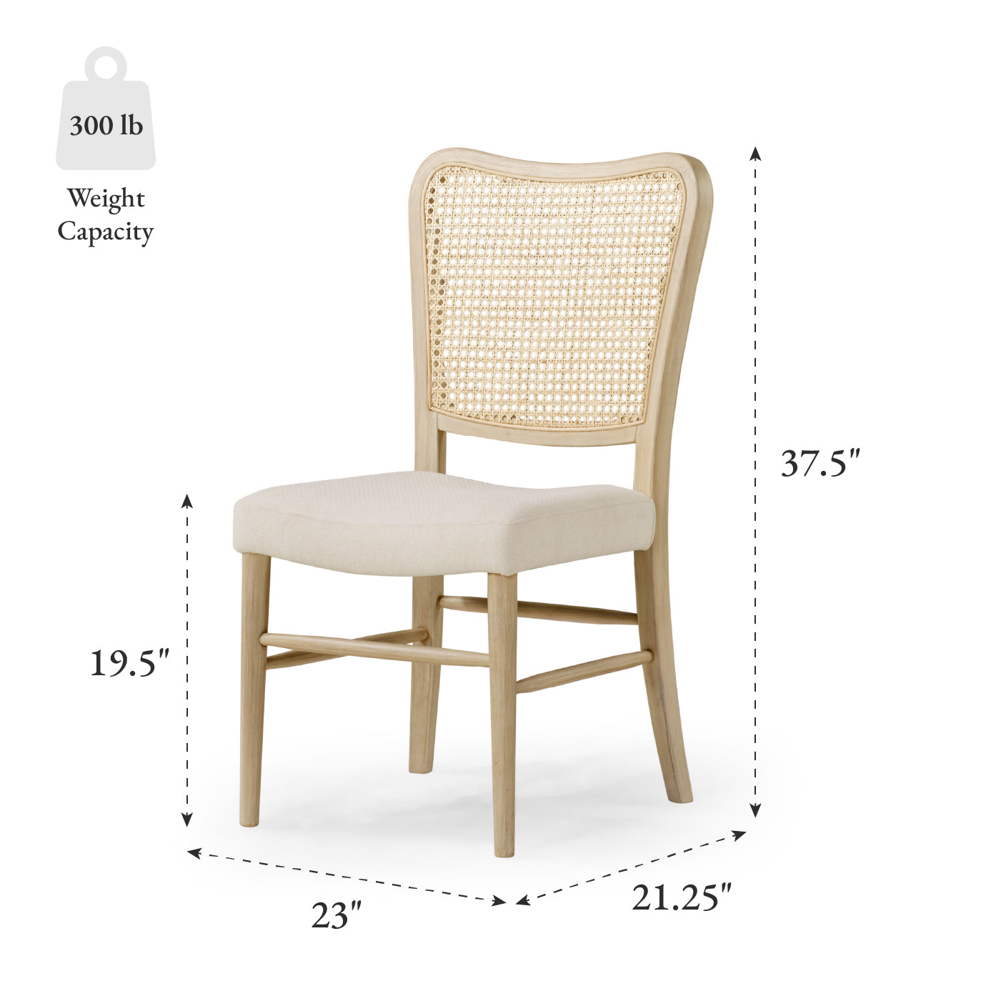 Vera Dining Chair in Aged White with Cream Weave Fabric, Set of 2 in Dining Chair by Maven Lane