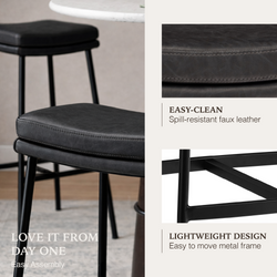 Berkley Bar Height Saddle Stool – Charcoal Faux Leather & Matte Black in Maven Lane by Maven Lane