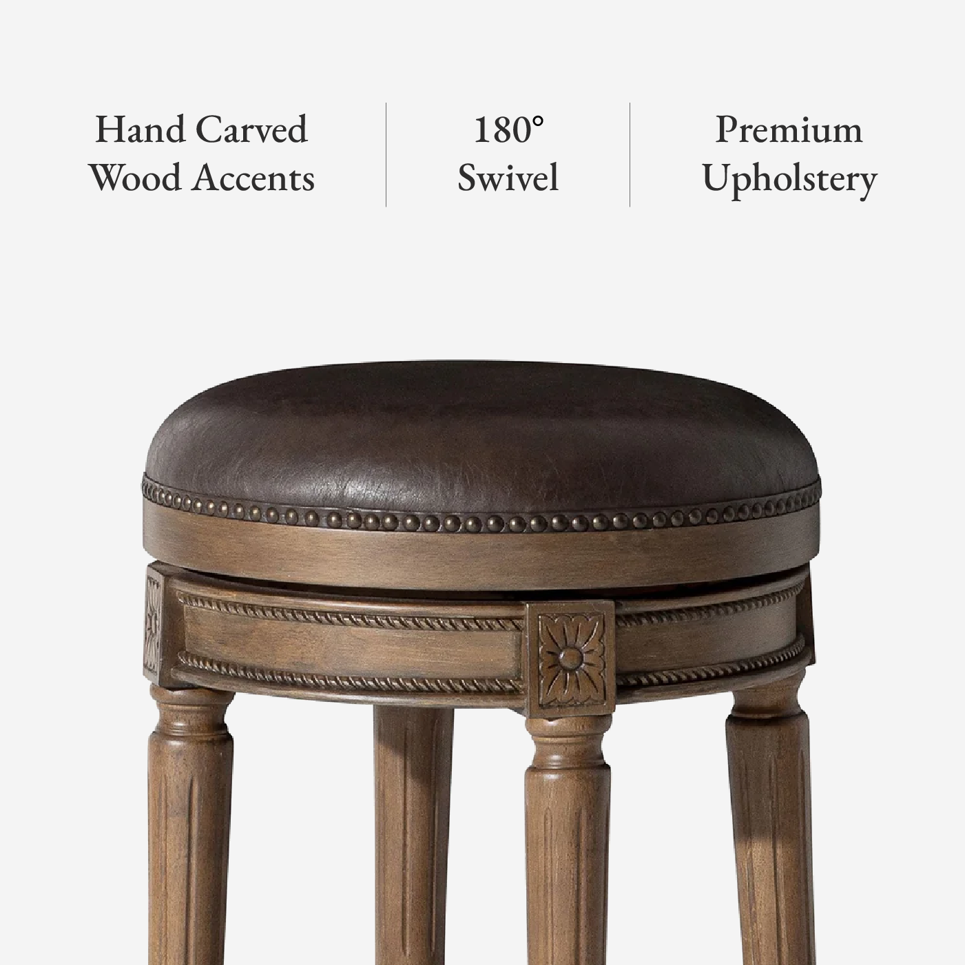 27" Pullman backless swivel counter height kitchen stool - walnut finish with marksman saddle vegan leather in Stools by Maven Lane