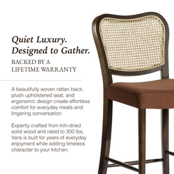 Vera Counter Stool in Brown Finish and Brown Fabric Upholstery in Stools by Maven Lane