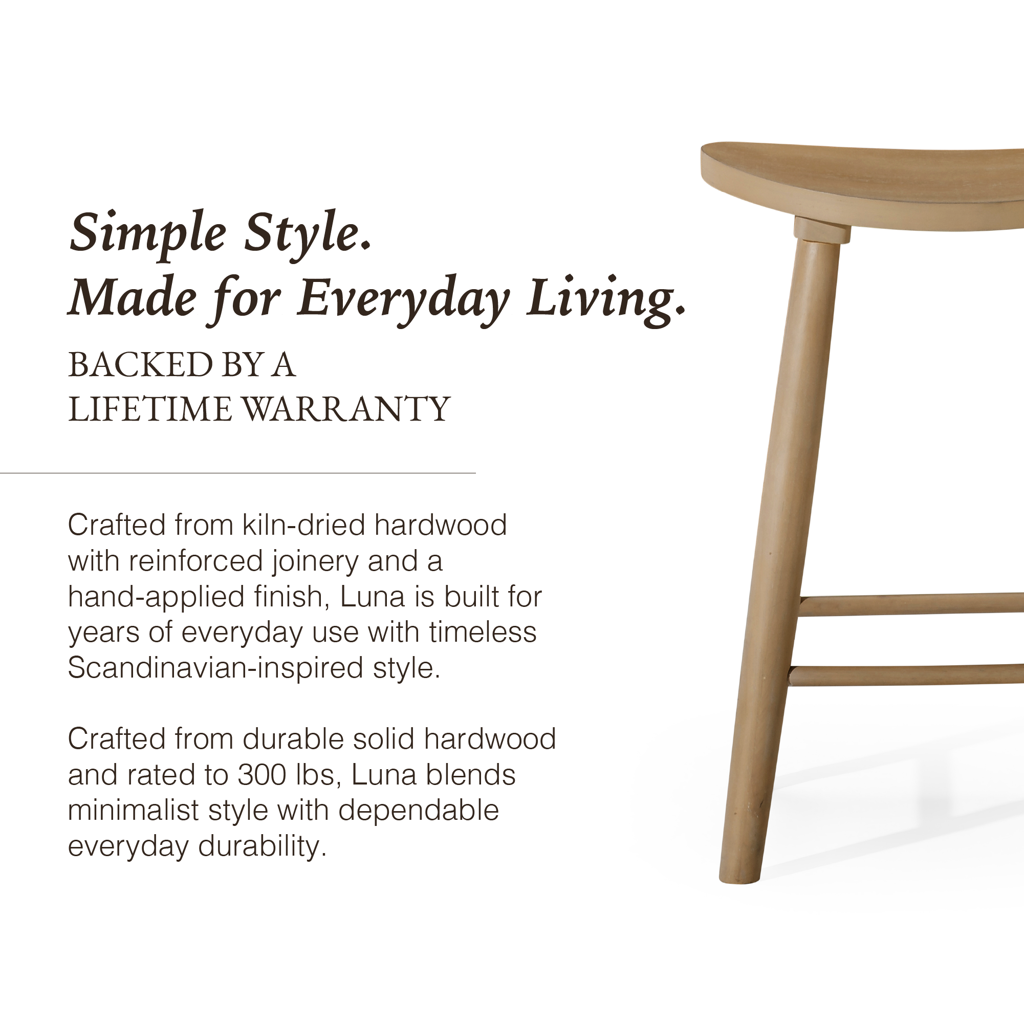 Luna Counter Stool in Natural Finish in Stools by Maven Lane