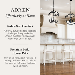 Adrien Saddle Counter Stool in Cream Finish and Cream Fabric in Stools by Maven Lane