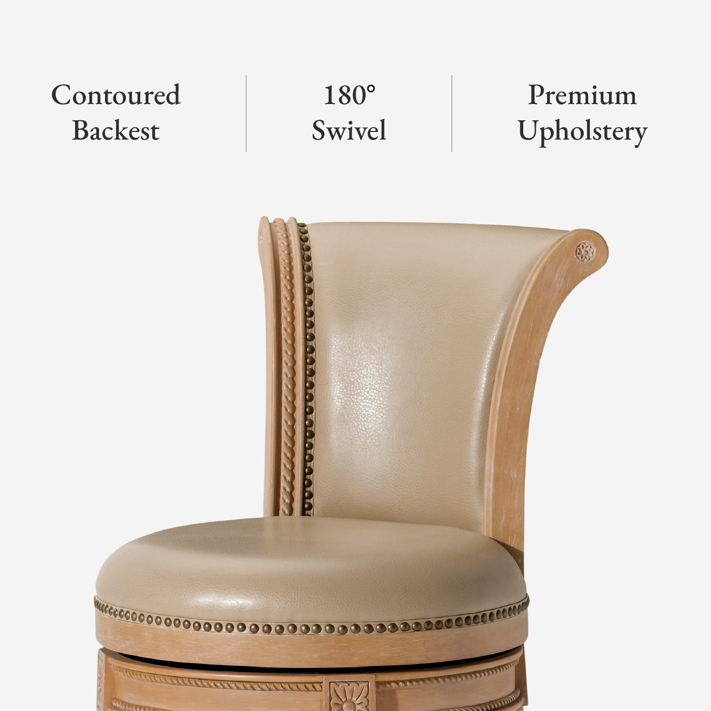 31" Pullman Bar Stool in Weathered Oak Finish with Avanti Bone Vegan Leather in Stools by Maven Lane