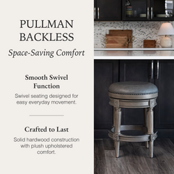 Pullman Backless Counter Stool in Grey Finish with Grey Faux Leather in Stools by Maven Lane