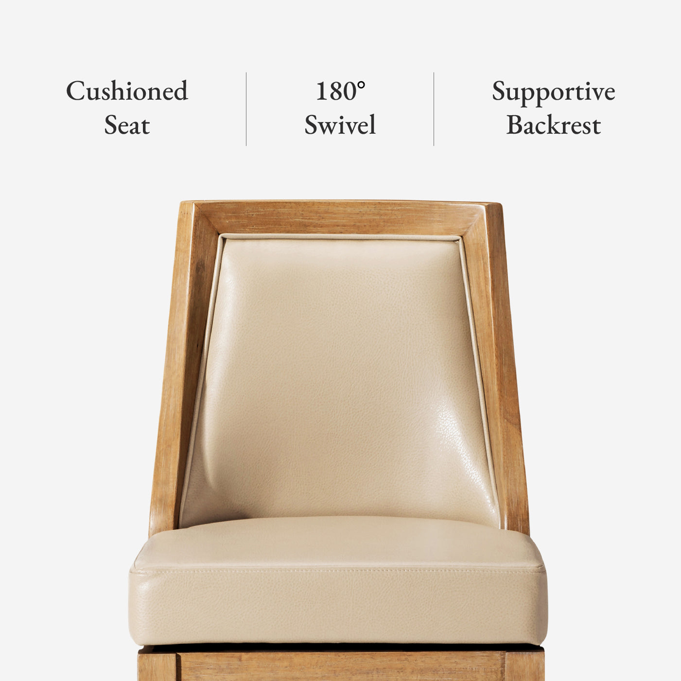 Vienna Swivel Bar Stool in Light Brown Finish with Beige Faux Leather in Stools by Maven Lane