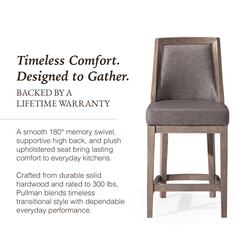 Vienna Swivel Counter Stool in Grey Finish with Grey Faux Leather in Stools by Maven Lane