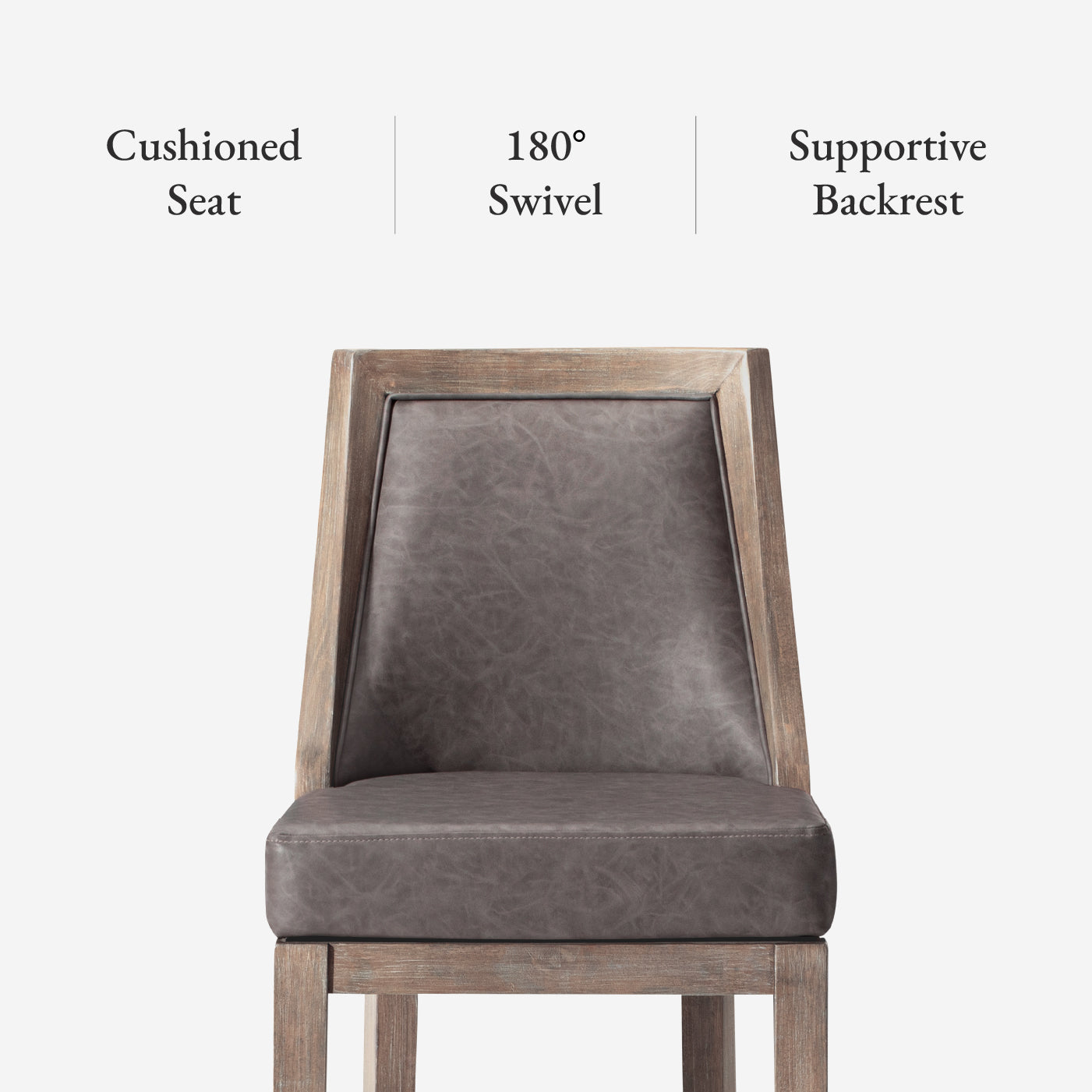 Vienna Swivel Counter Stool in Grey Finish with Grey Faux Leather in Stools by Maven Lane