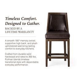 Vienna Swivel Counter Stool in Brown Finish with Brown Faux Leather in Stools by Maven Lane