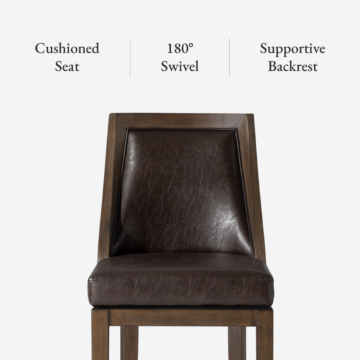 Vienna Swivel Bar Stool in Brown Finish with Brown Faux Leather in Stools by Maven Lane
