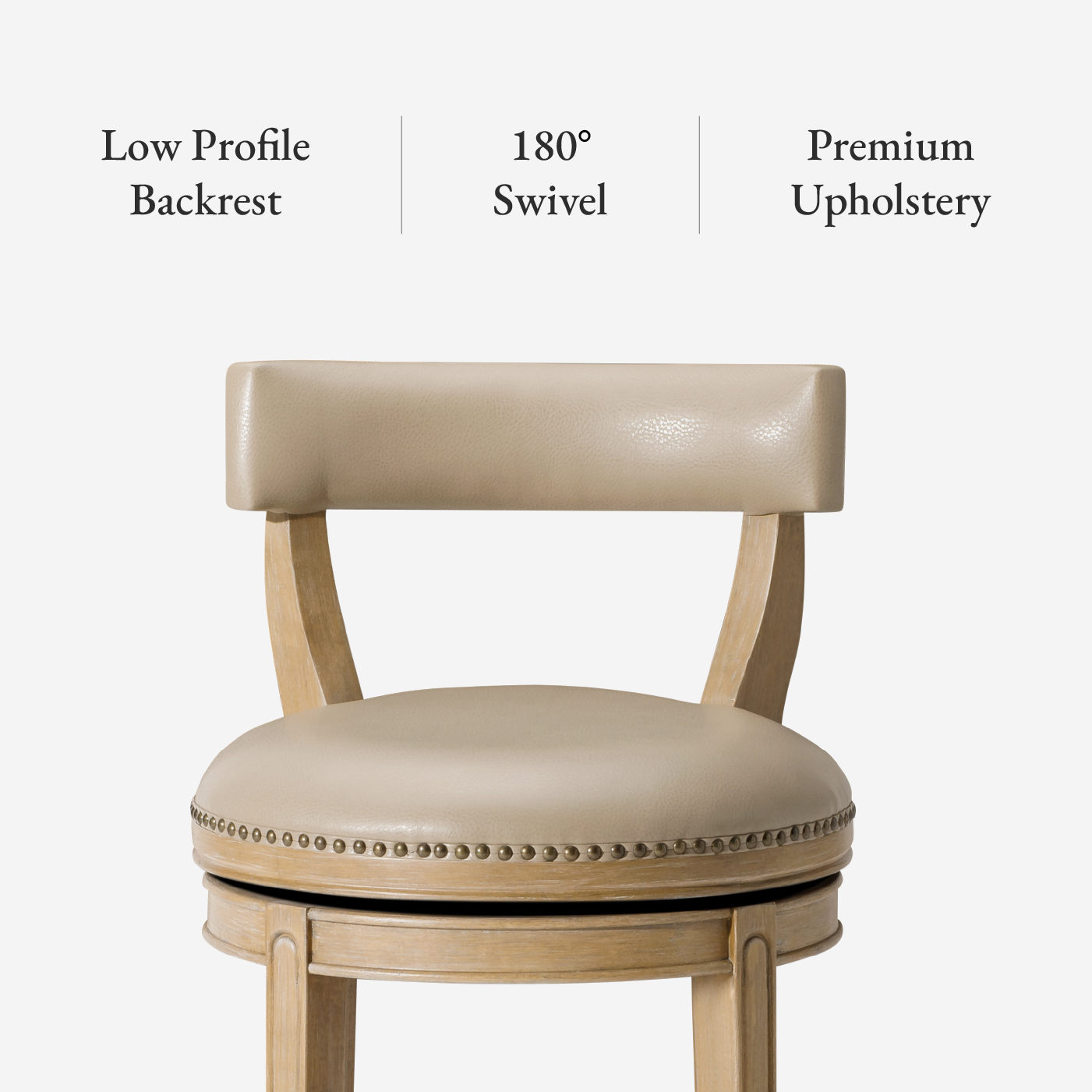 Alexander Swivel Counter Height Kitchen Stool - Weathered Oak Finish with Avanti Bone Vegan Leather in Stools by Maven Lane