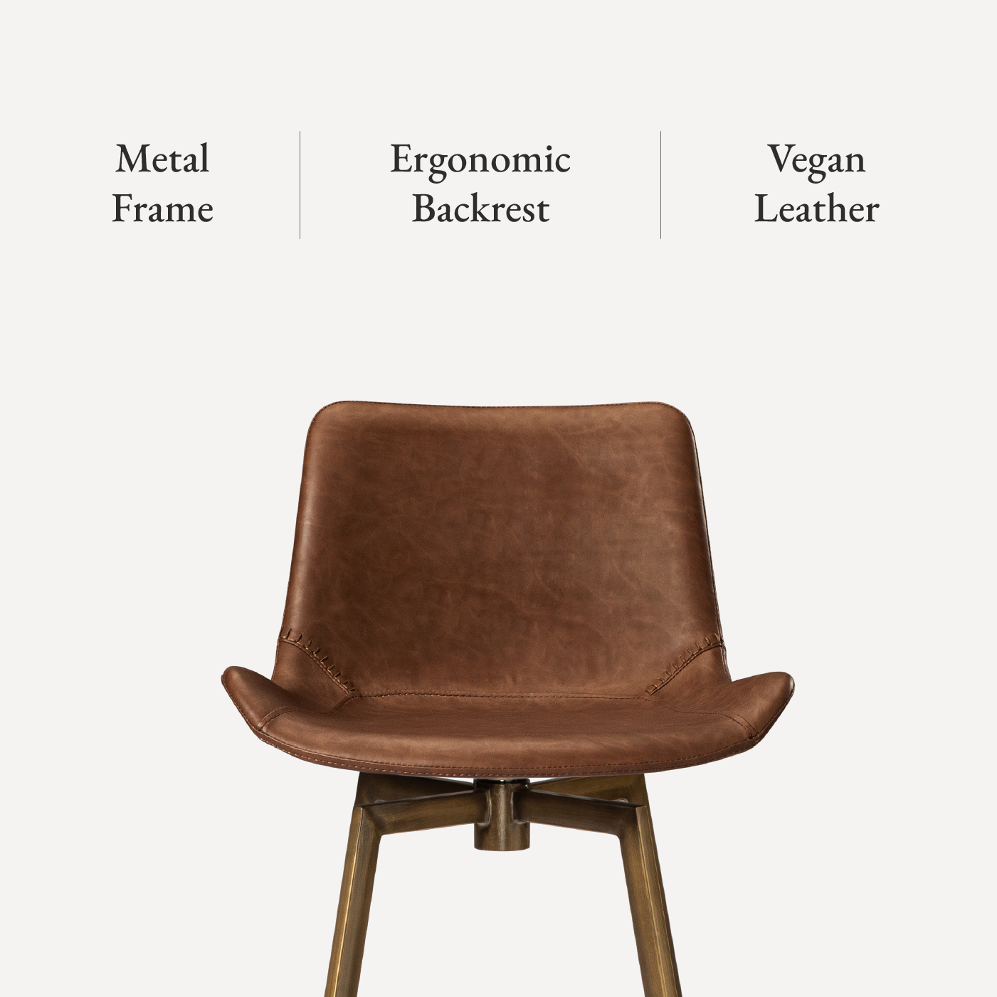 30" Victor Bar Stool in Antiqued Brass Frame with Cocoa Brown Vegan Leather in Maven Lane by Maven Lane