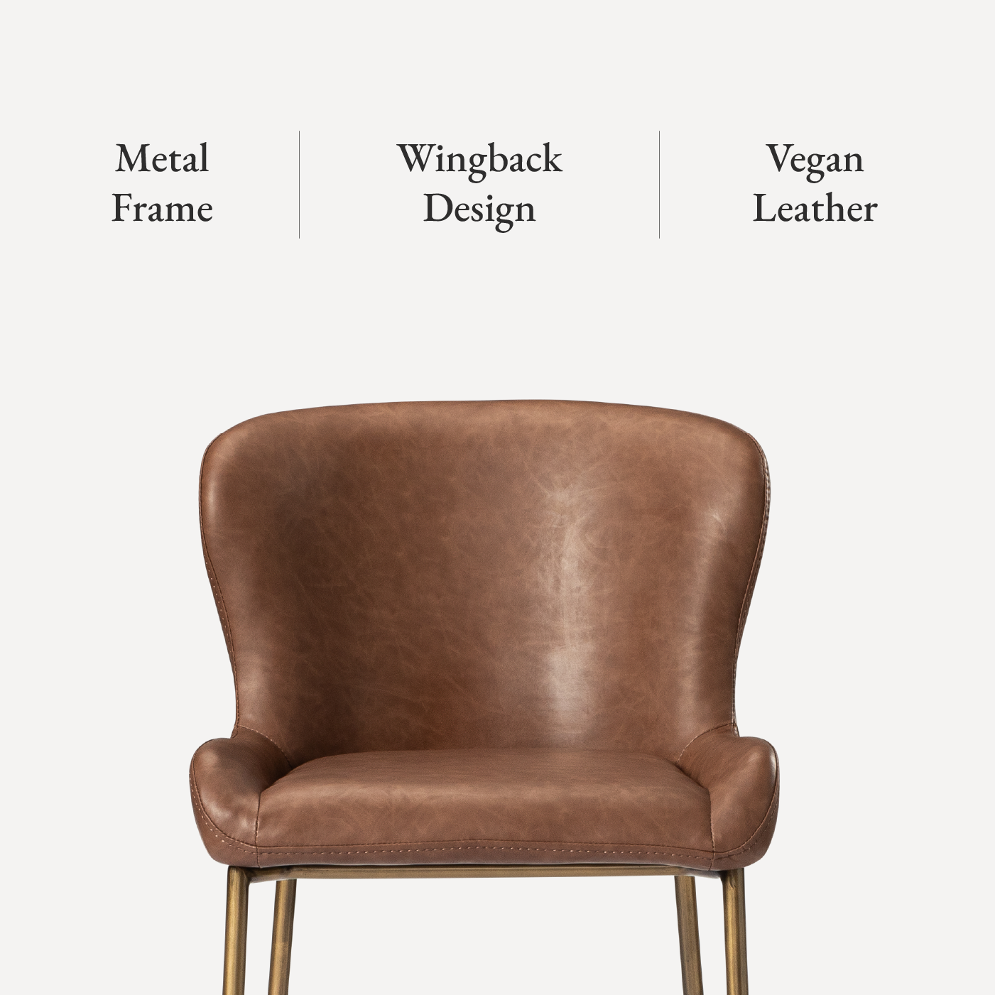 27" Naomi Counter Stool in Antique Brass Finish with Cocoa Brown Vegan Leather Upholstery in Maven Lane by Maven Lane