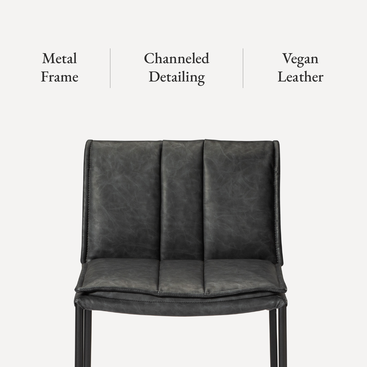 Gerard Bar Stool In Matte Black Finish With Charcoal Black Vegan Leather in Stools by Maven Lane