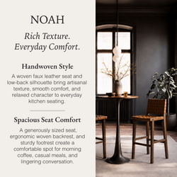 Noah Bar Stool In Brown Finish & Brown Woven Faux Leather Seat in Stools by Maven Lane