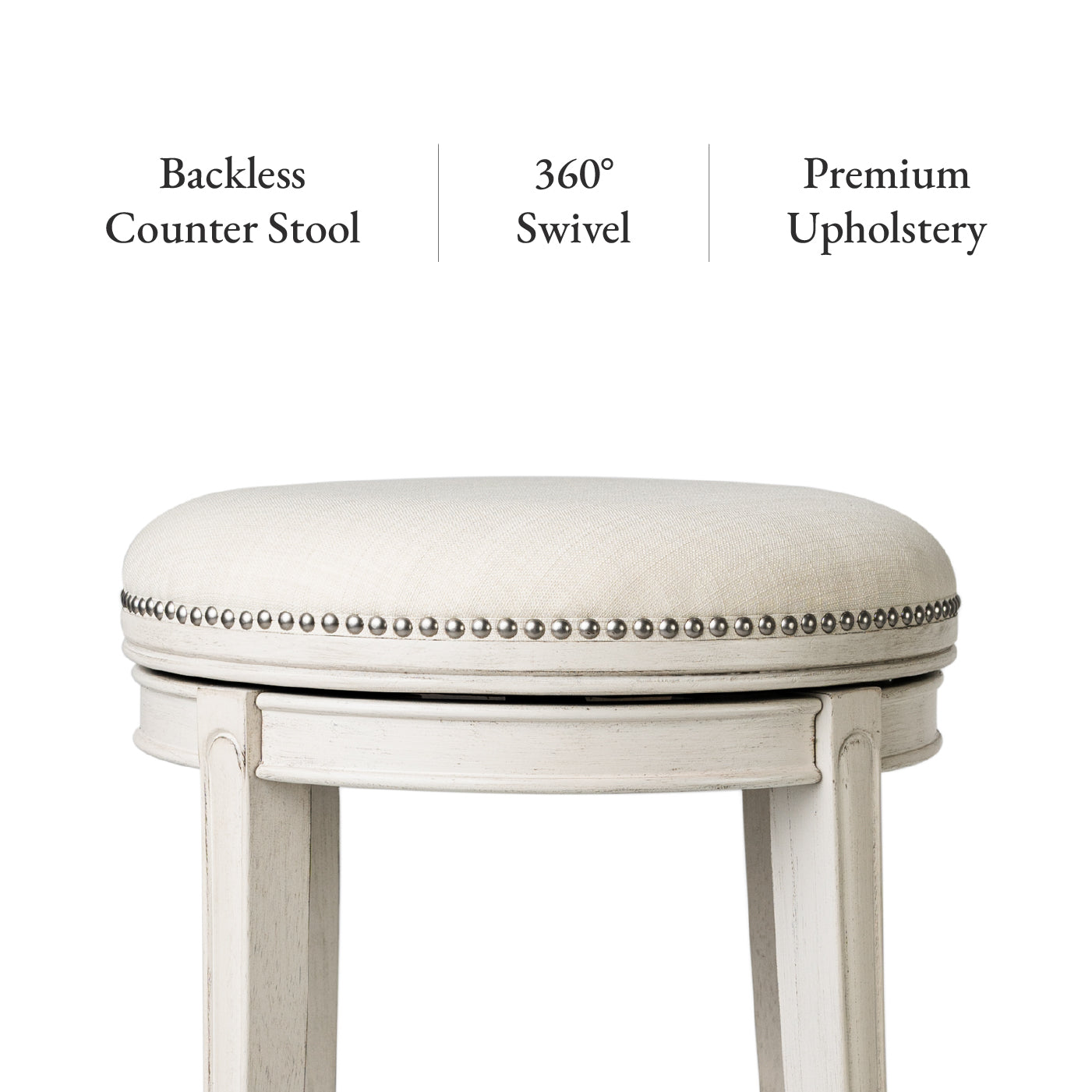31" Alexander Backless Bar Stool in Cream Finish with Natural Fabric Upholstery in Stools by Maven Lane
