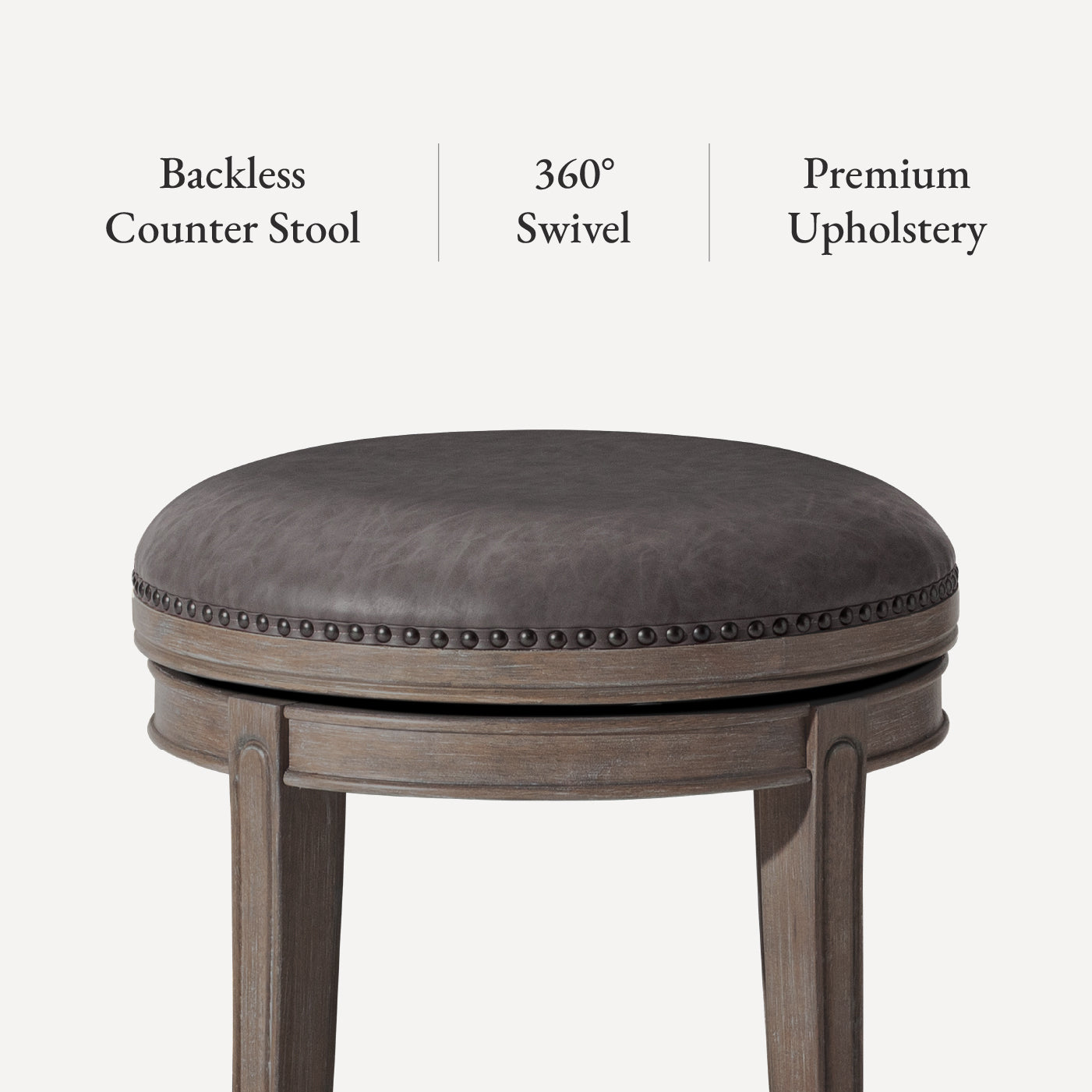 31" Alexander Backless Bar Stool in Grey Finish with Grey Faux Leather Upholstery in Stools by Maven Lane