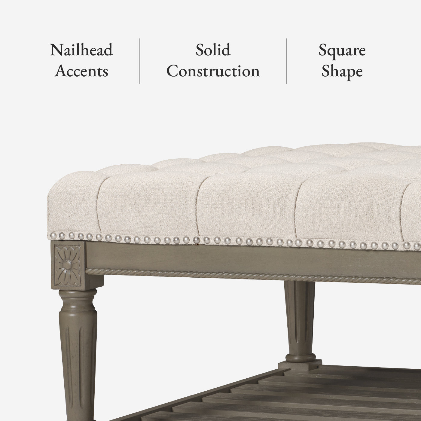 19" Mesa Square Upholstered Coffee Table in Grey Finish with Grey Fabric in Coffee Table by Maven Lane