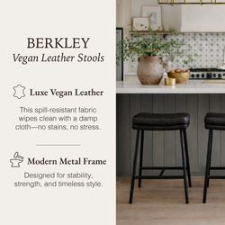 Berkley Counter Height Saddle Stool – Charcoal Faux Leather & Matte Black in Maven Lane by Maven Lane